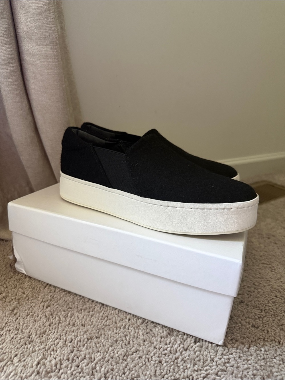 Vince Black Platform Espadrille Slip-On Sneakers